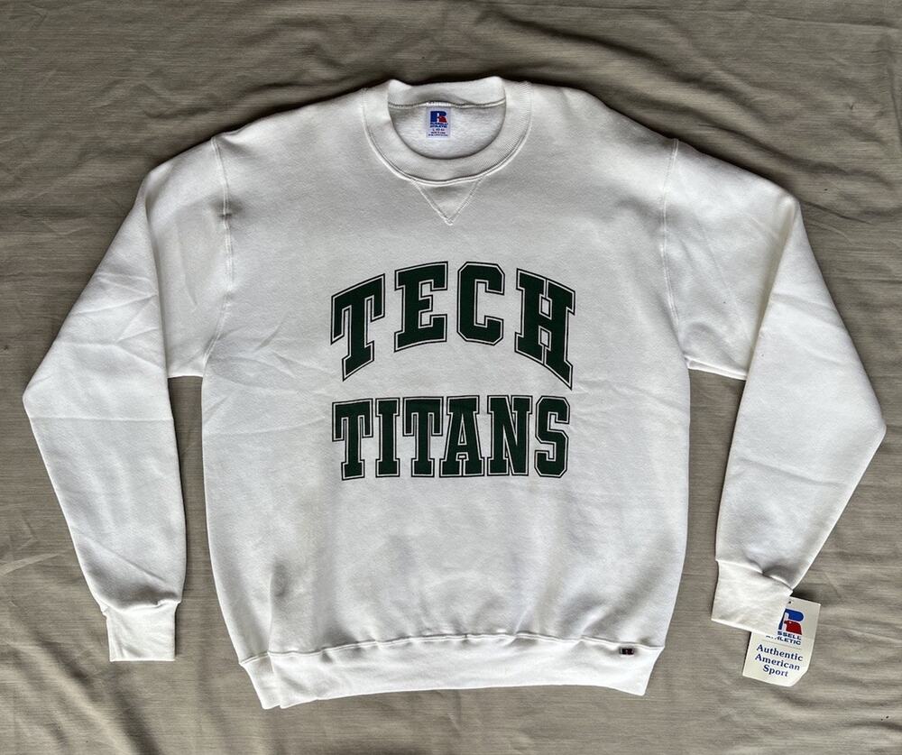 Vintage Russell Athletic Tech Titans Sweatshirt L Made USA NWT 90s Crewneck